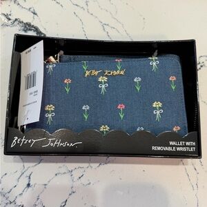 NWT Betsey Johnson Floral Embroidered Zip Around Wallet